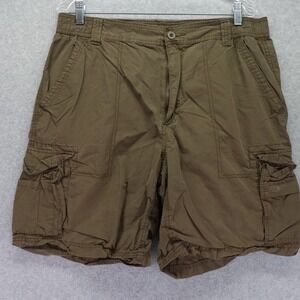 Roundtree & Yorke Cargo Shorts Mens 36 Outdoor Hiking Casual Flat Front Brown